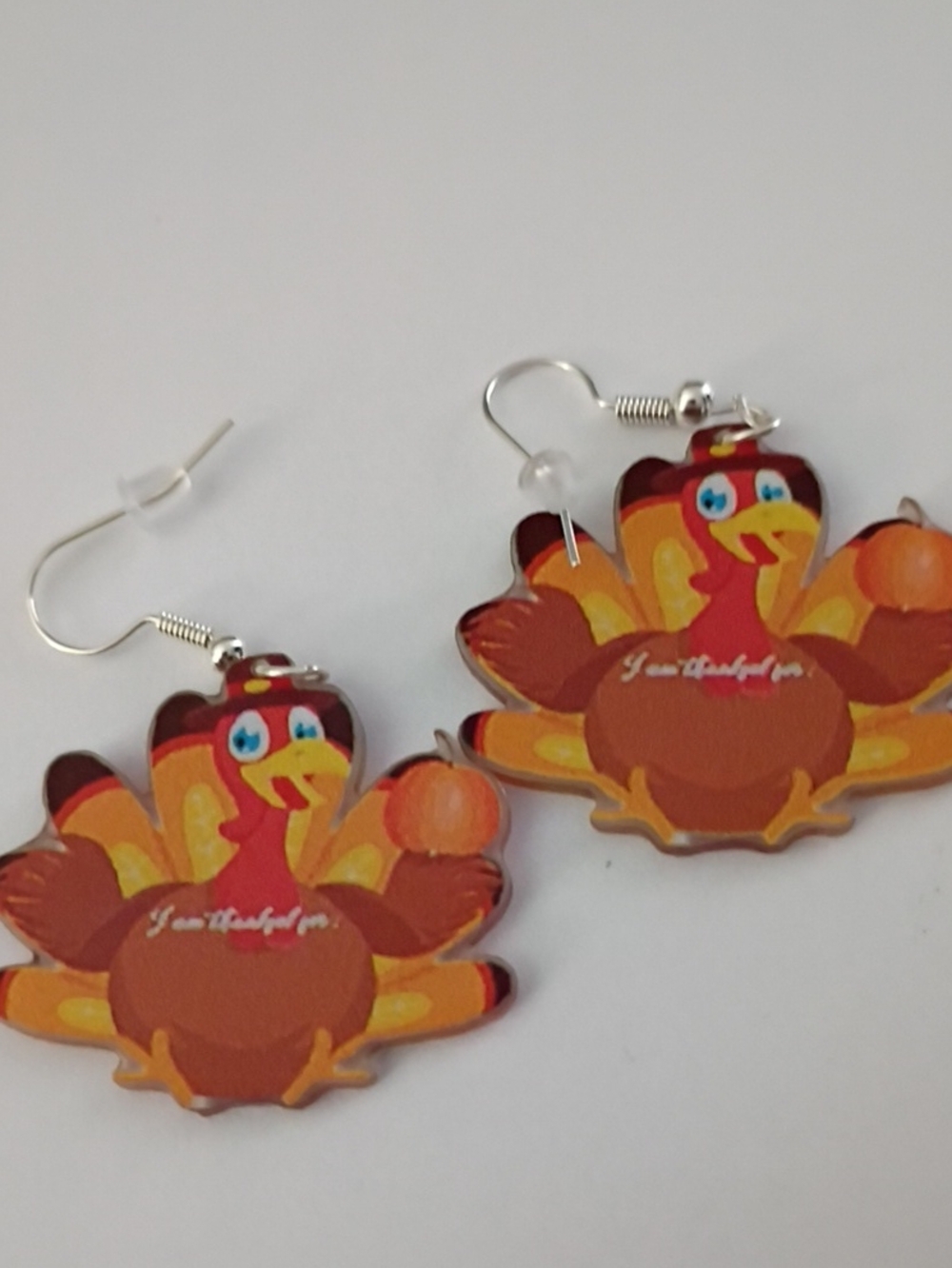 Festive Turkey Drop Earrings in Orange and Brown